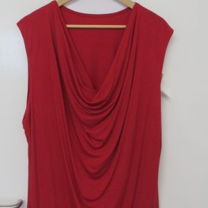 New Ladies Red Cowl Neck Top One Size fits sizes 16 18 20 22