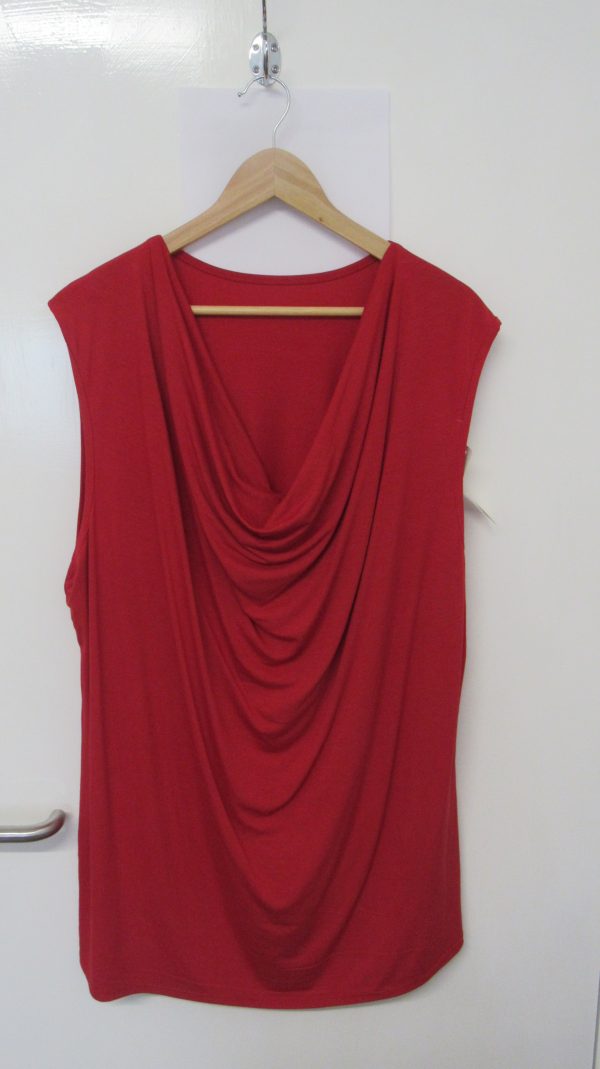 New Ladies Red Cowl Neck Top One Size fits sizes 16 18 20 22