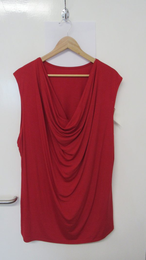 New Ladies Red Cowl Neck Top One Size fits sizes 16 18 20 22 - Image 2
