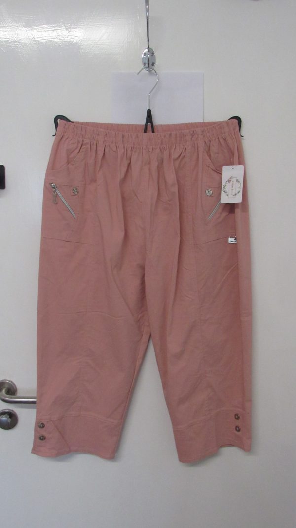 Cherry Berry Pale Pink 3/4 length stretchy trousers Size T9 UK 24 - Image 2