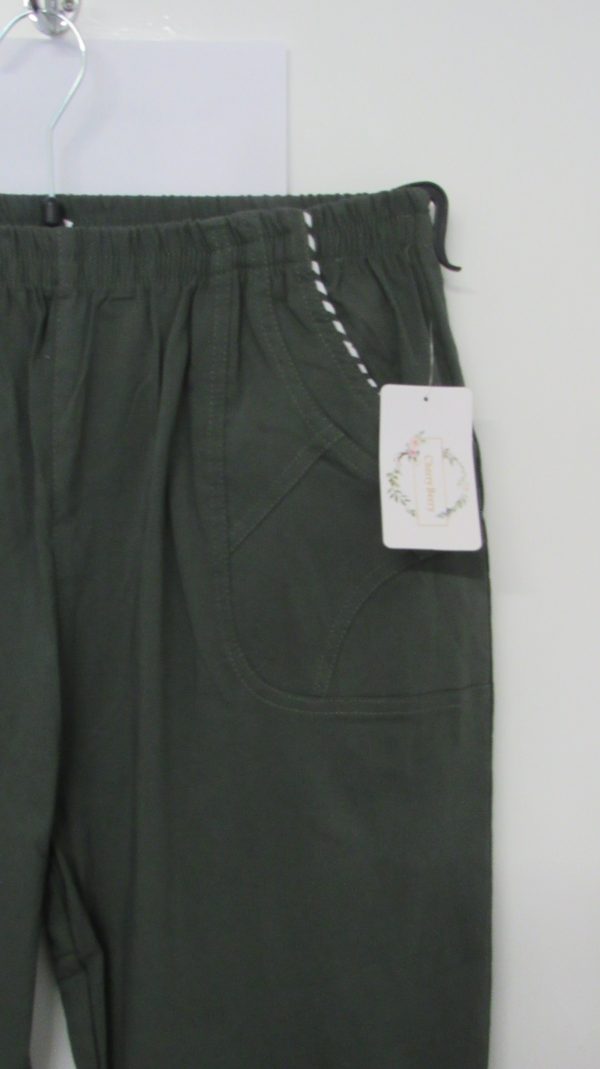 Cherry Berry Khaki Stripe 3/4 Length Trousers Size T6 UK 18 - Image 3