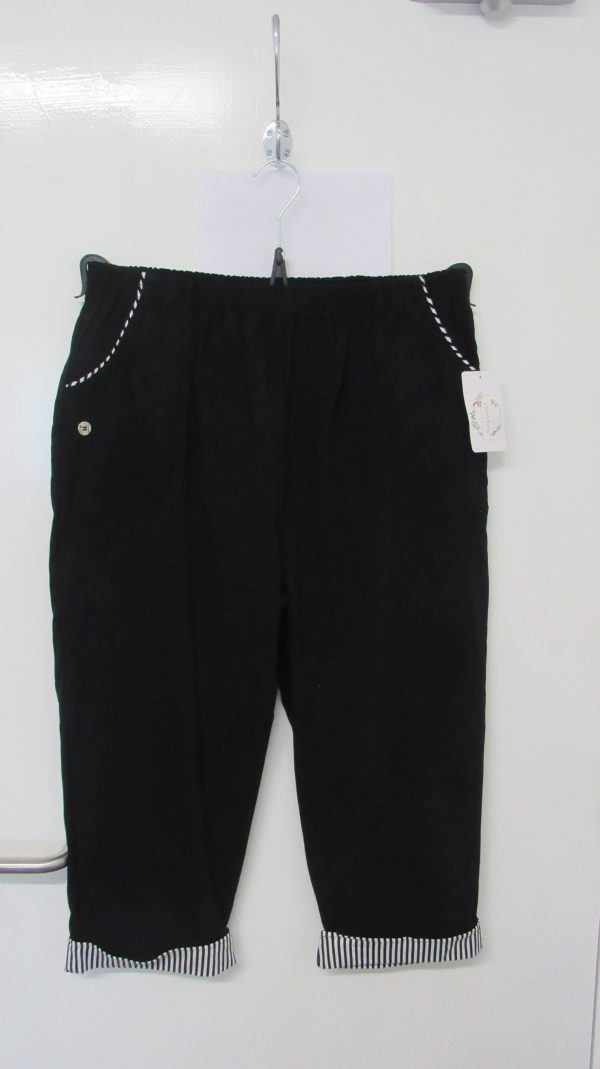 Cherry Berry Black Stripe 3/4 Length Trousers Size T6 UK 18