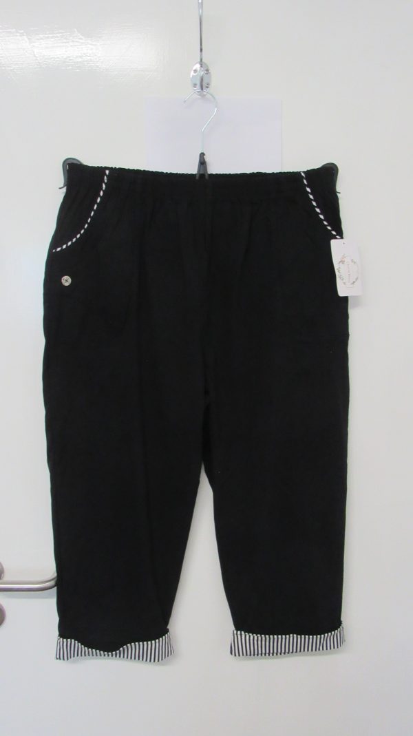Cherry Berry Black Stripe 3/4 Length Trousers Size T6 UK 18 - Image 2
