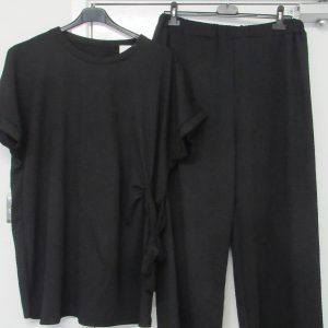 New Ladies Black 2 Piece Set Top and Trousers One Size fits sizes 16 18 20