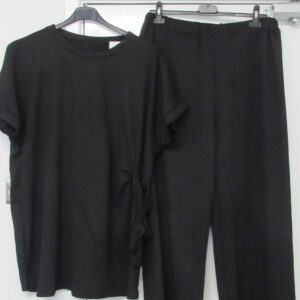 New Ladies Black 2 Piece Set Top and Trousers One Size fits sizes 16 18 20