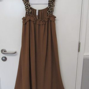 New Ladies Light Brown Animal Print Strap Sun Dress Pocket One Size fits sizes 20 22 24