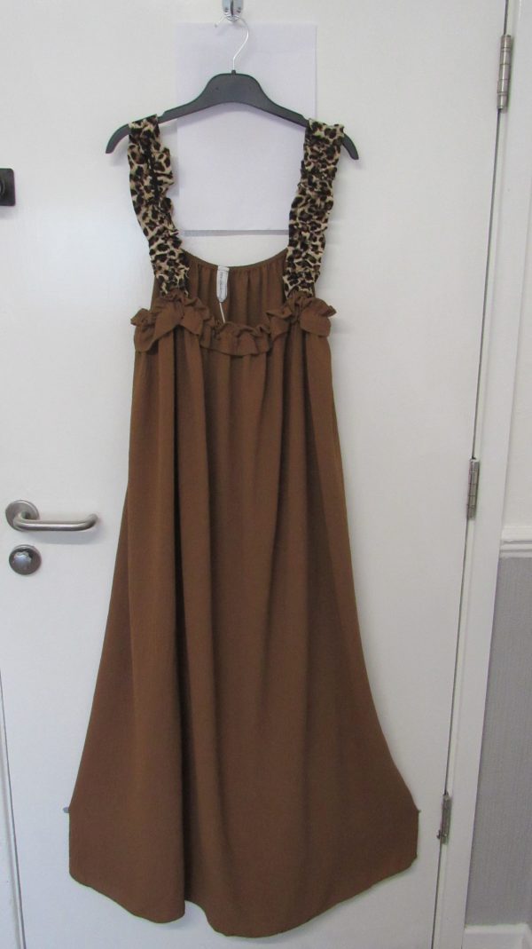 New Ladies Light Brown Animal Print Strap Sun Dress Pocket One Size fits sizes 20 22 24
