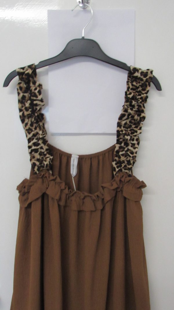 New Ladies Light Brown Animal Print Strap Sun Dress Pocket One Size fits sizes 20 22 24 - Image 3