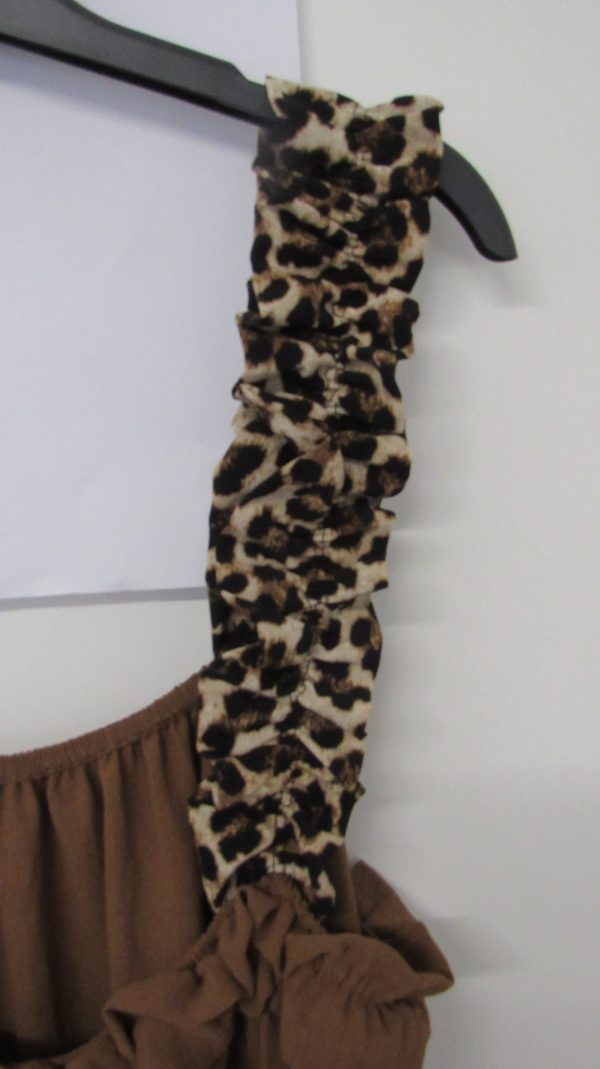 New Ladies Light Brown Animal Print Strap Sun Dress Pocket One Size fits sizes 20 22 24 - Image 4