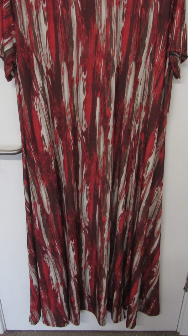 New Ladies Red Stripe Print Stretchy Dress One Size fits sizes 18 20 22 24 - Image 4