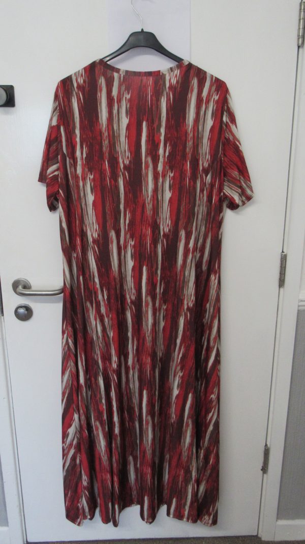 New Ladies Red Stripe Print Stretchy Dress One Size fits sizes 18 20 22 24 - Image 5