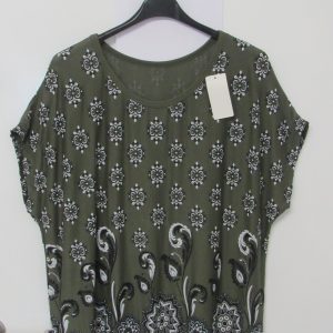 New Ladies Khaki Floral T-shirt One Size fits sizes 16 18 20 22