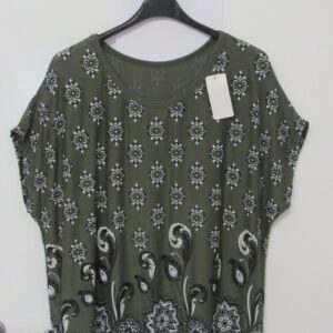 New Ladies Khaki Floral T-shirt One Size fits sizes 16 18 20 22