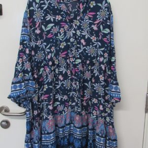 New Ladies Blue Floral Midi Length Dress One Size fits sizes 18 20 22