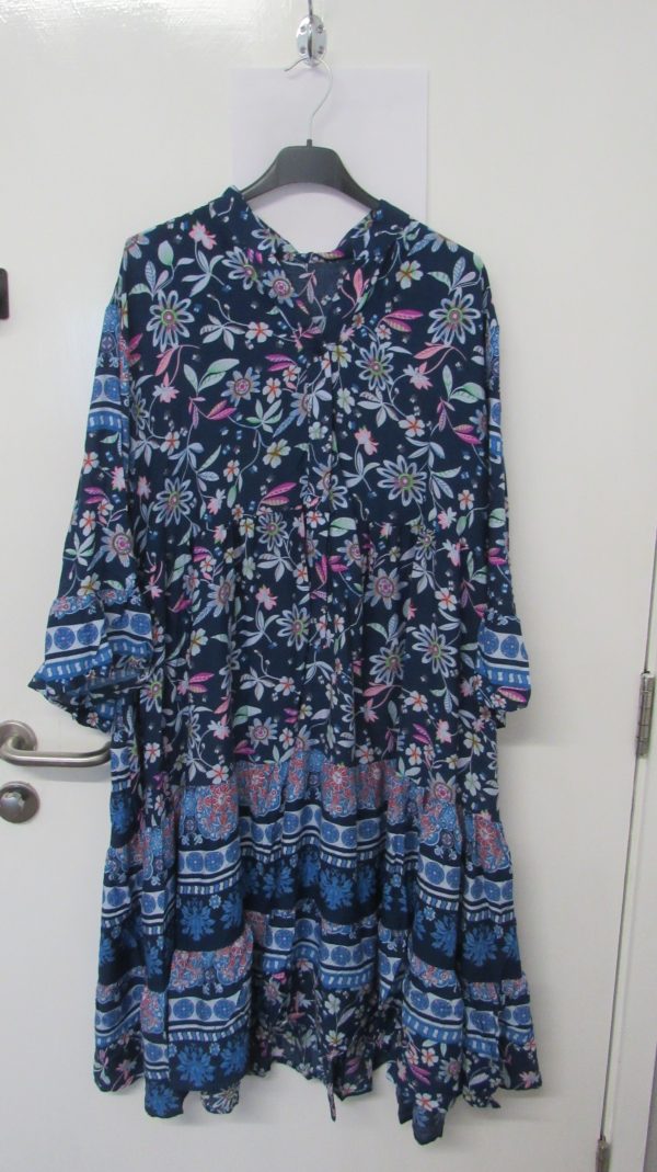 New Ladies Blue Floral Midi Length Dress One Size fits sizes 18 20 22 - Image 2
