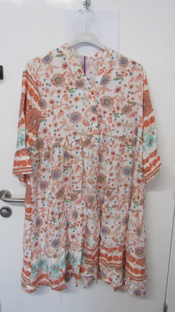 New Ladies White Floral Midi Length Dress One Size fits sizes 18 20 22