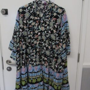 New Ladies Black Floral Midi Length Dress One Size fits sizes 18 20 22
