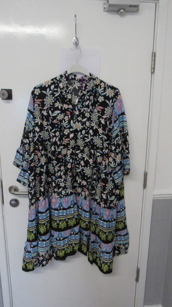 New Ladies Black Floral Midi Length Dress One Size fits sizes 18 20 22 - Image 2