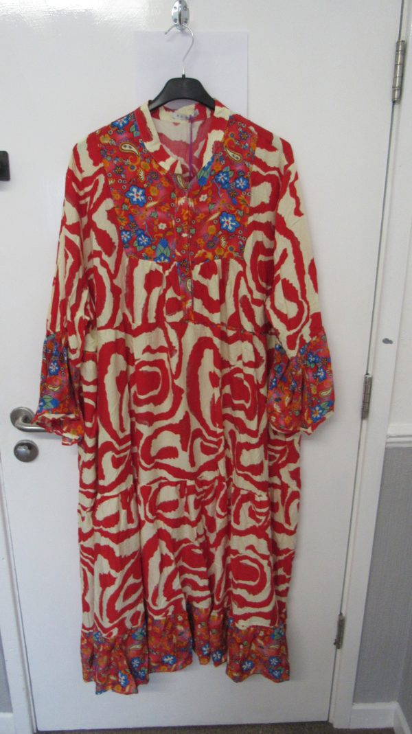 New Ladies Red Stripe Dress One Size fits sizes 18 20 22