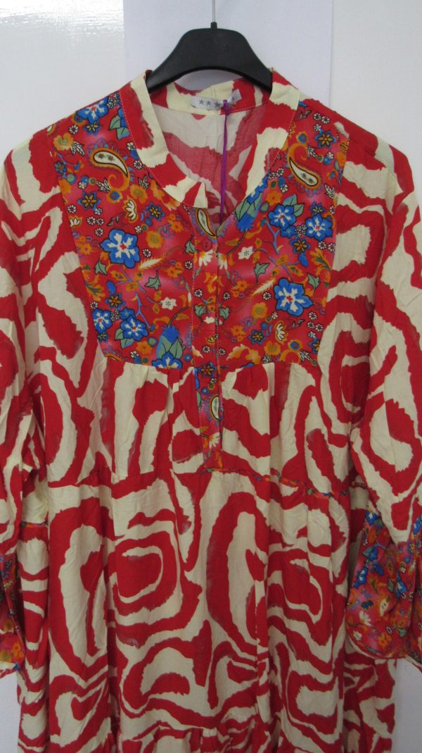 New Ladies Red Stripe Dress One Size fits sizes 18 20 22 - Image 3