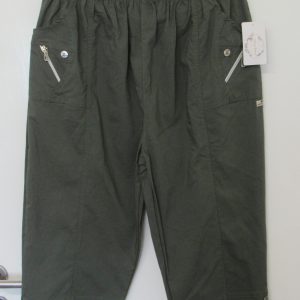 Cherry Berry Khaki 3/4 length stretchy trousers Size T8 UK 22