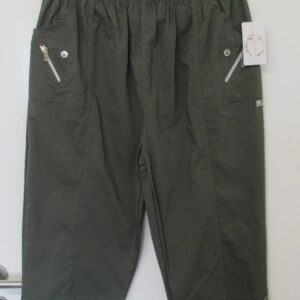 Cherry Berry Khaki 3/4 length stretchy trousers Size T8 UK 22