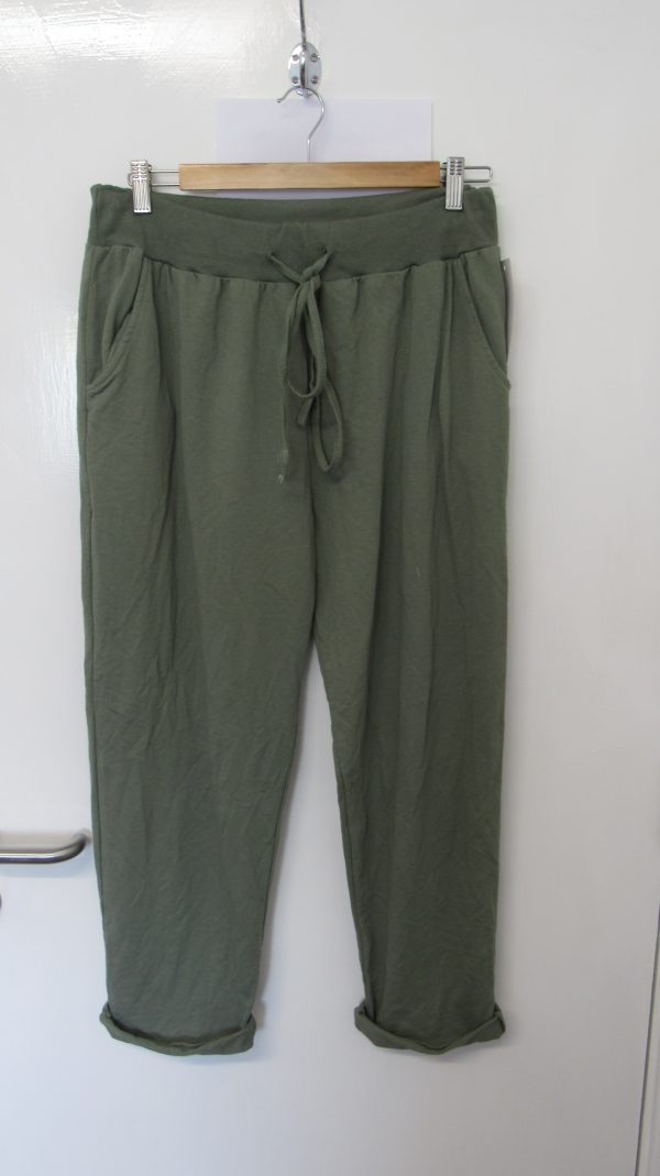 New Ladies Plain Joggers Khaki Green One Size fits sizes 16 18 20 Size 2