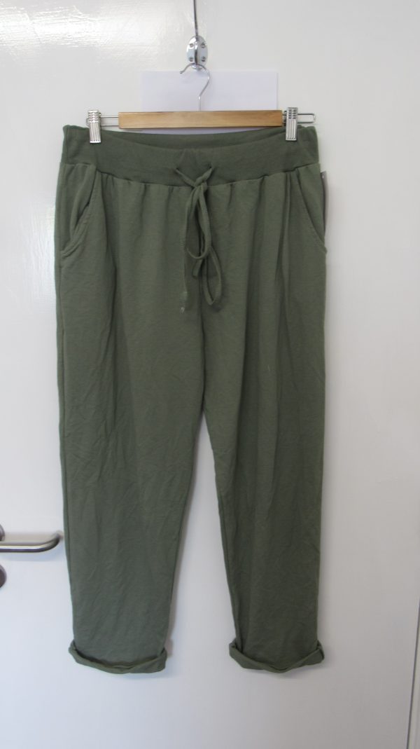 New Ladies Plain Joggers Khaki Green One Size fits sizes 16 18 20 Size 2 - Image 2