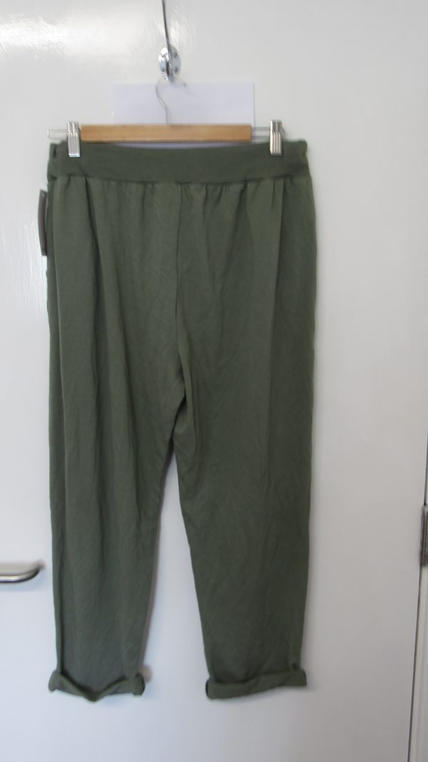 New Ladies Plain Joggers Khaki Green One Size fits sizes 16 18 20 Size 2 - Image 5