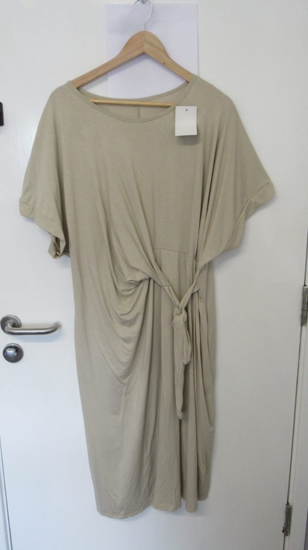 New Ladies Beige Wrap Around Detail Dress One Size fits sizes 16 18 20 22 - Image 2