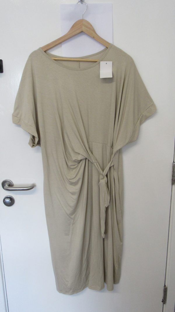 New Ladies Beige Wrap Around Detail Dress One Size fits sizes 16 18 20 22 - Image 3