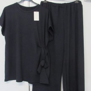 New Ladies Navy Blue 2 Piece Set Top and Trousers One Size fits sizes 16 18 20
