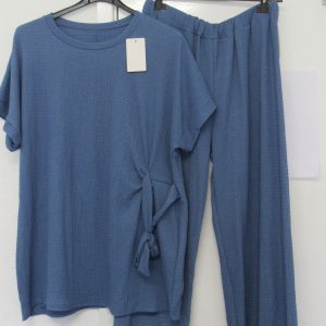 New Ladies Denim Blue 2 Piece Set Top and Trousers One Size fits sizes 16 18 20