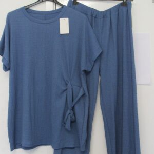 New Ladies Denim Blue 2 Piece Set Top and Trousers One Size fits sizes 16 18 20