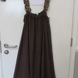 New Ladies Brown Animal Print Strap Sun Dress Pocket One Size fits sizes 20 22 24