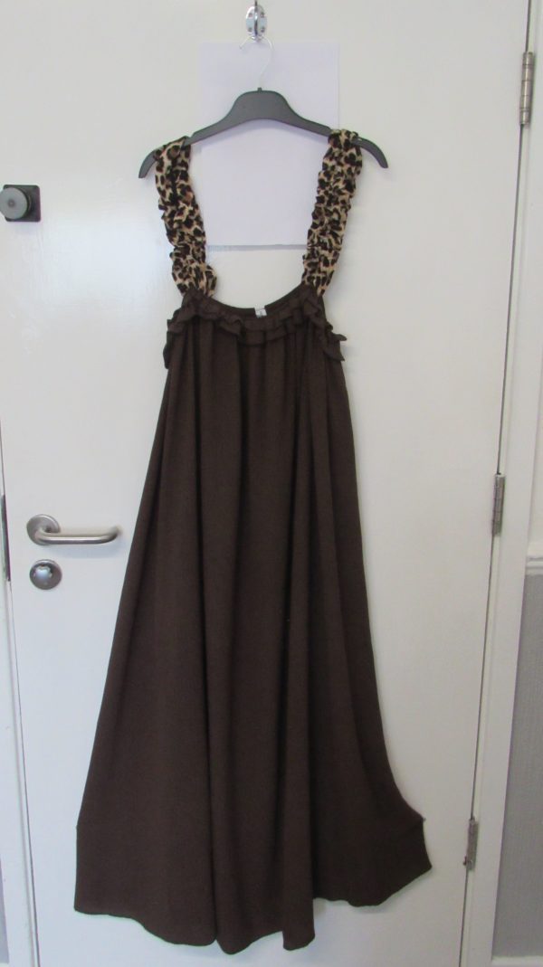 New Ladies Brown Animal Print Strap Sun Dress Pocket One Size fits sizes 20 22 24
