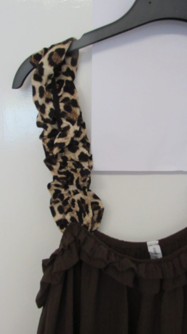 New Ladies Brown Animal Print Strap Sun Dress Pocket One Size fits sizes 20 22 24 - Image 3