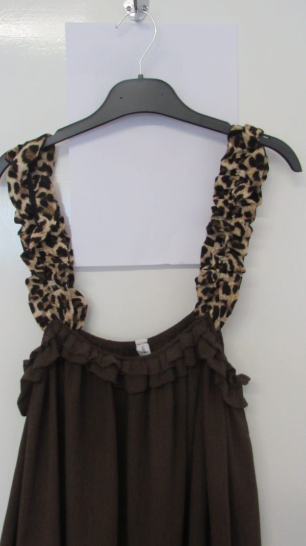 New Ladies Brown Animal Print Strap Sun Dress Pocket One Size fits sizes 20 22 24 - Image 4