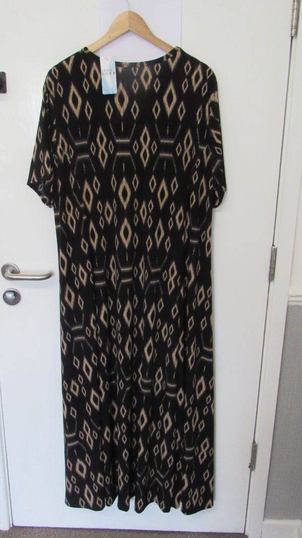 New Ladies Black Square Print Stretchy Dress One Size fits sizes 18 20 22 24 - Image 4