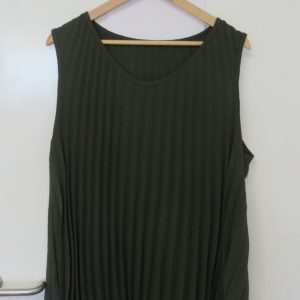 New Ladies Khaki Green Pleated Sleeveless Top One Size fits sizes 18 20 22