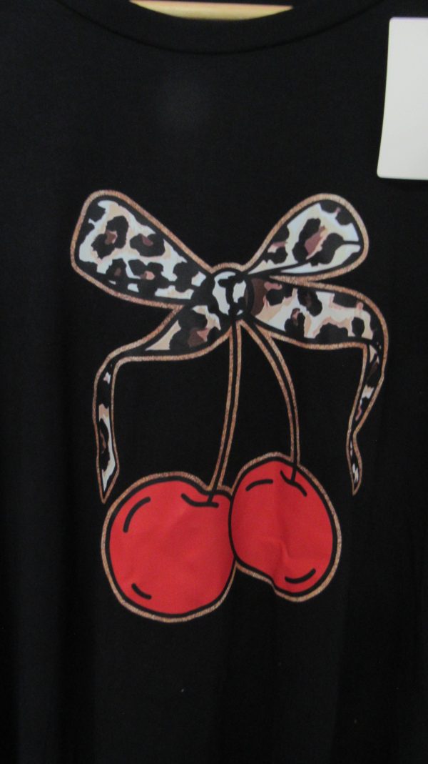 New Ladies Black Cherry T-shirt One Size fits sizes 18 20 22 - Image 3