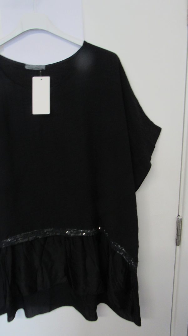 New Ladies Black Tunic Top One Size fits sizes 16 18 20 22 - Image 3
