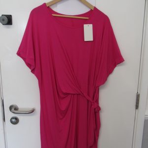 New Ladies Cerise Pink Wrap Around Detail Dress One Size fits sizes 16 18 20 22
