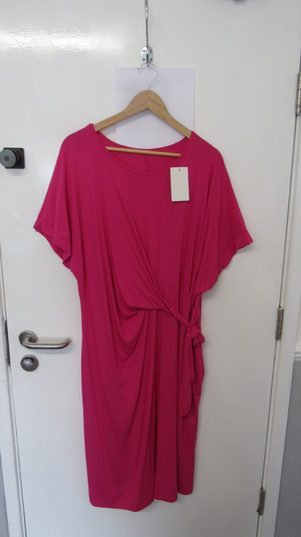 New Ladies Cerise Pink Wrap Around Detail Dress One Size fits sizes 16 18 20 22