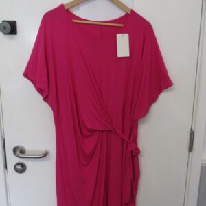 New Ladies Cerise Pink Wrap Around Detail Dress One Size fits sizes 16 18 20 22