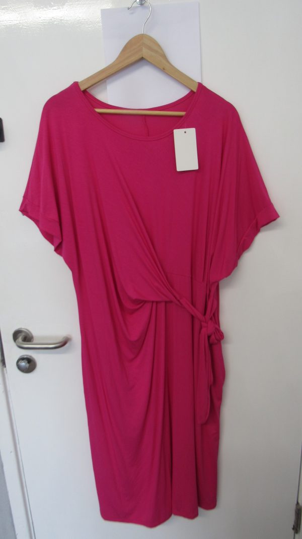 New Ladies Cerise Pink Wrap Around Detail Dress One Size fits sizes 16 18 20 22 - Image 4