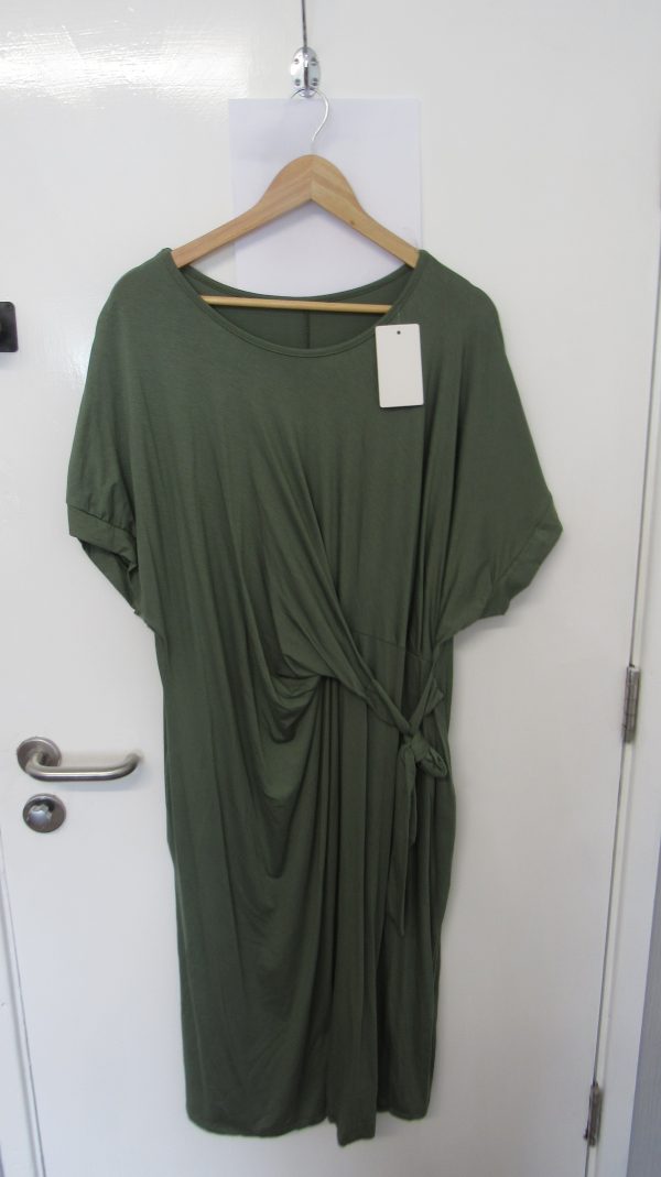 New Ladies Khaki Wrap Around Detail Dress One Size fits sizes 16 18 20 22