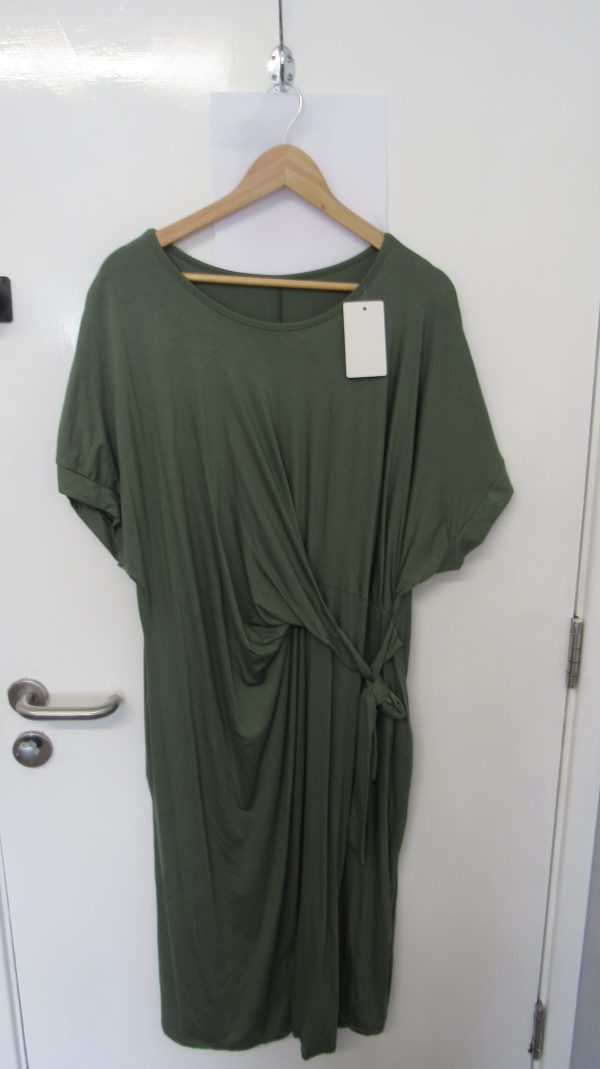 New Ladies Khaki Wrap Around Detail Dress One Size fits sizes 16 18 20 22 - Image 2