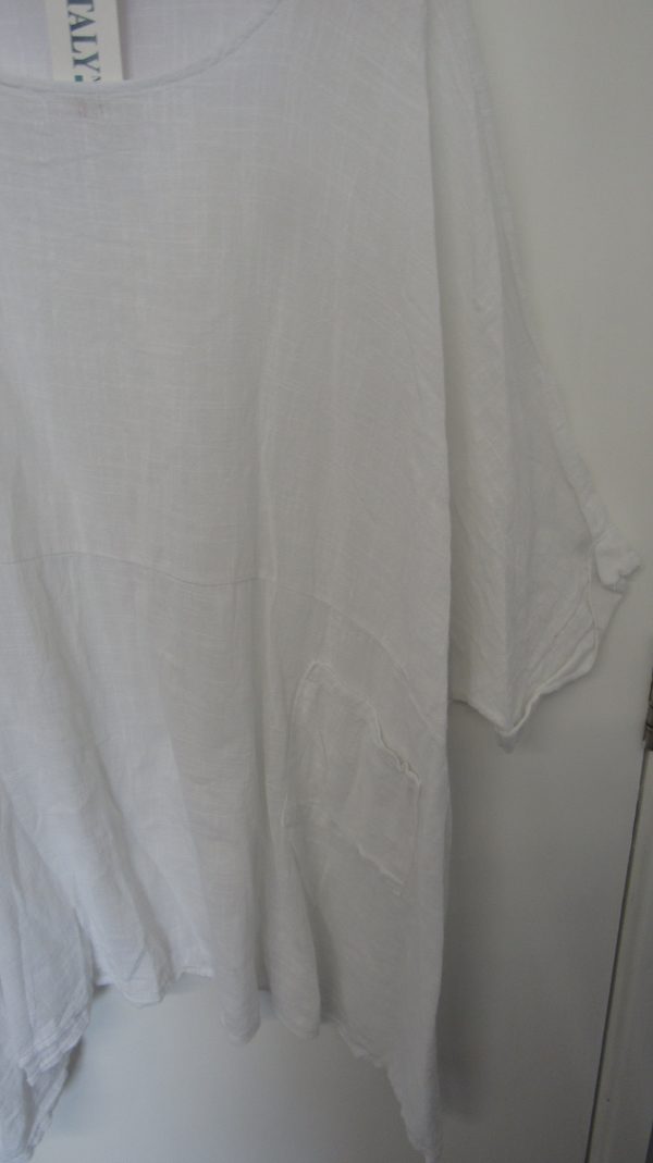 New Ladies Pocket White Plus Size 100% Cotton Top One Size fits sizes 22 24 26 28 - Image 2