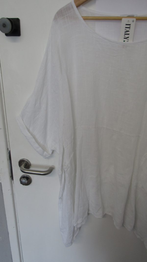 New Ladies Pocket White Plus Size 100% Cotton Top One Size fits sizes 22 24 26 28 - Image 3